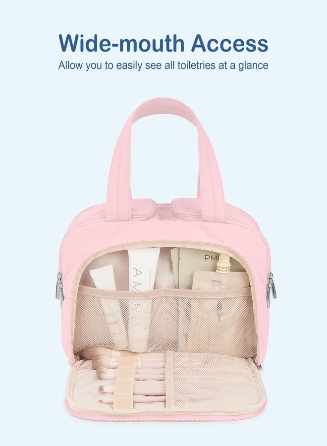 TOPDesign Travel Toiletry Bag for Women, Puffer Large Toiletry Bag, Lightweight Cosmetic Makeup Organizer with Handle for Traveling, Accessories, Essentials, Toiletries (Baby Pink) - Image 4